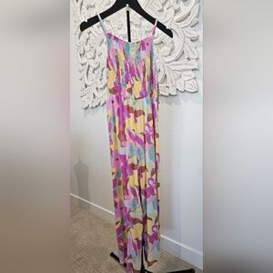 Roxy Girls Vibrant Floral Kids Jumpsuit Adj. Elastic Bodice Size L 12/14 - NWT